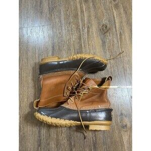 Vintage LL Bean Boots Brown Leather Rubber 6” Duck Rain 9M Freeport Maine, USA